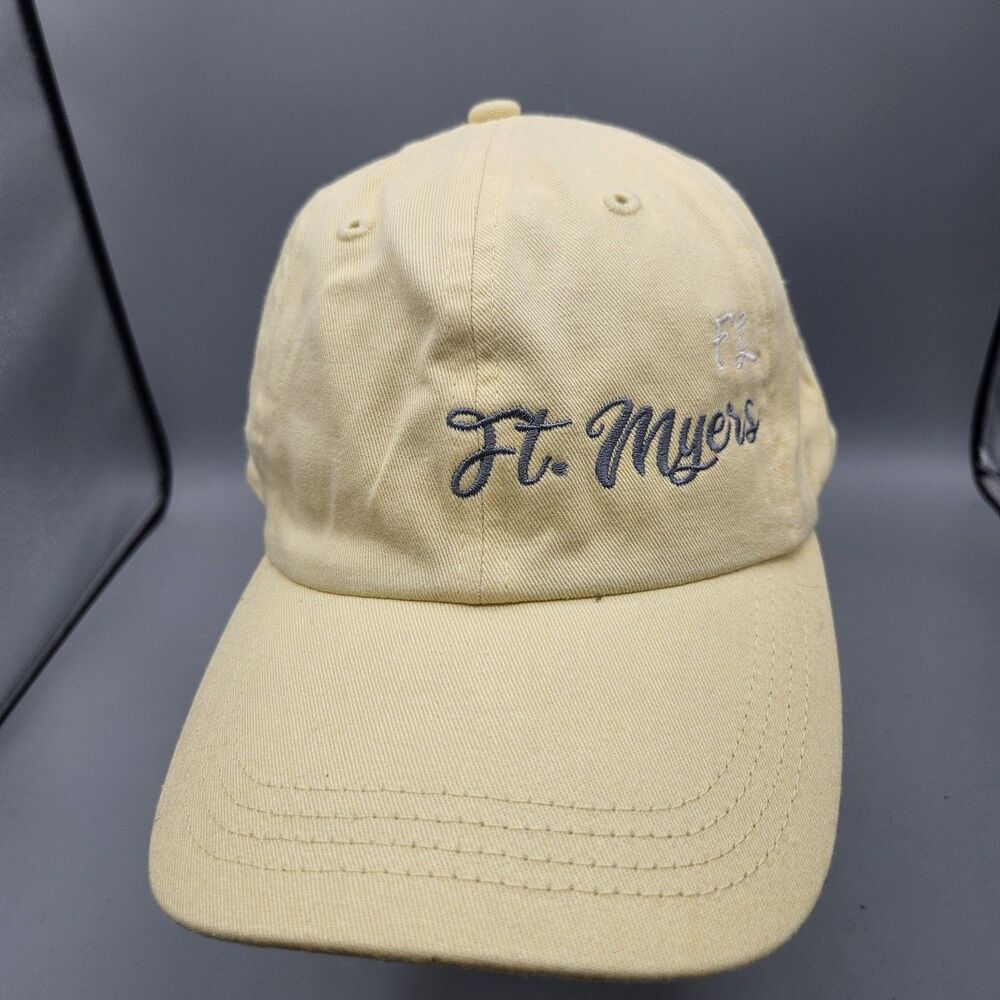Ft. Myers Slideback Baseball Hat Yellow Adjustable Embroidered Paramount Womens